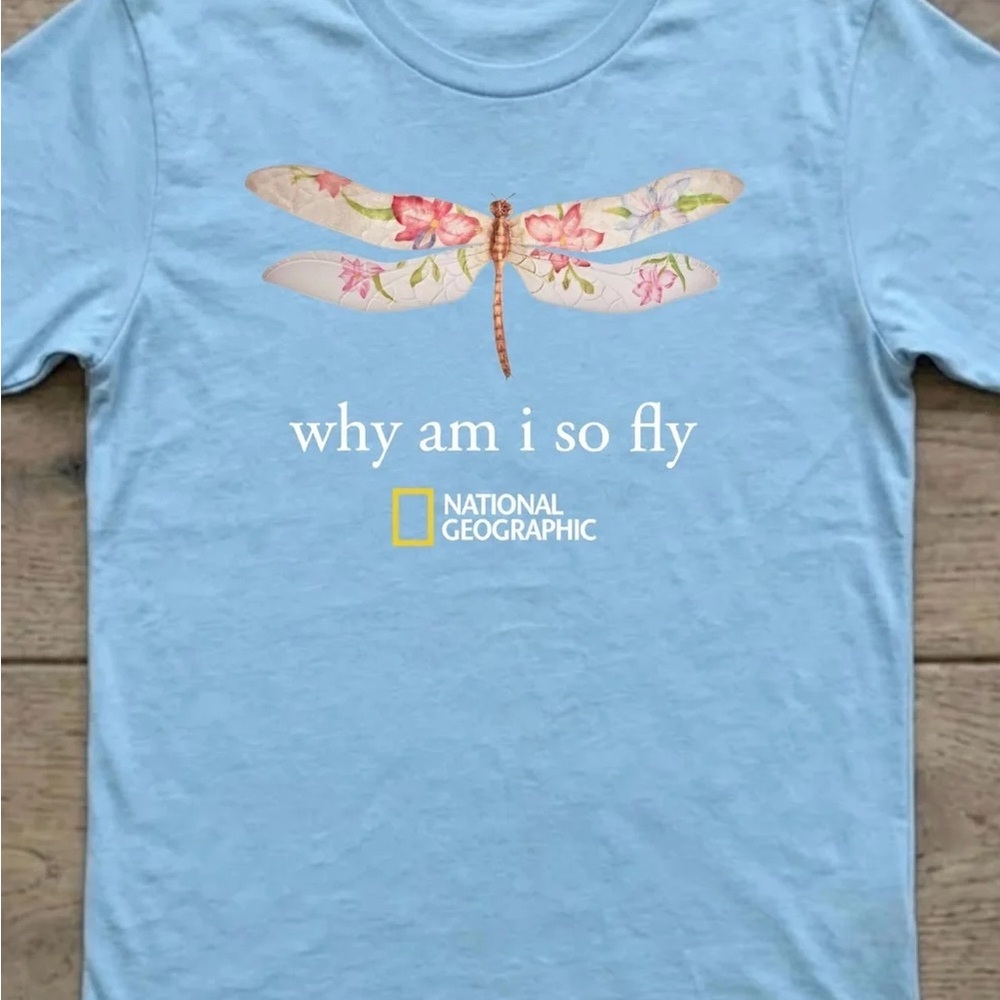 National Geographic Light Blue Dragonfly Graphic Tee